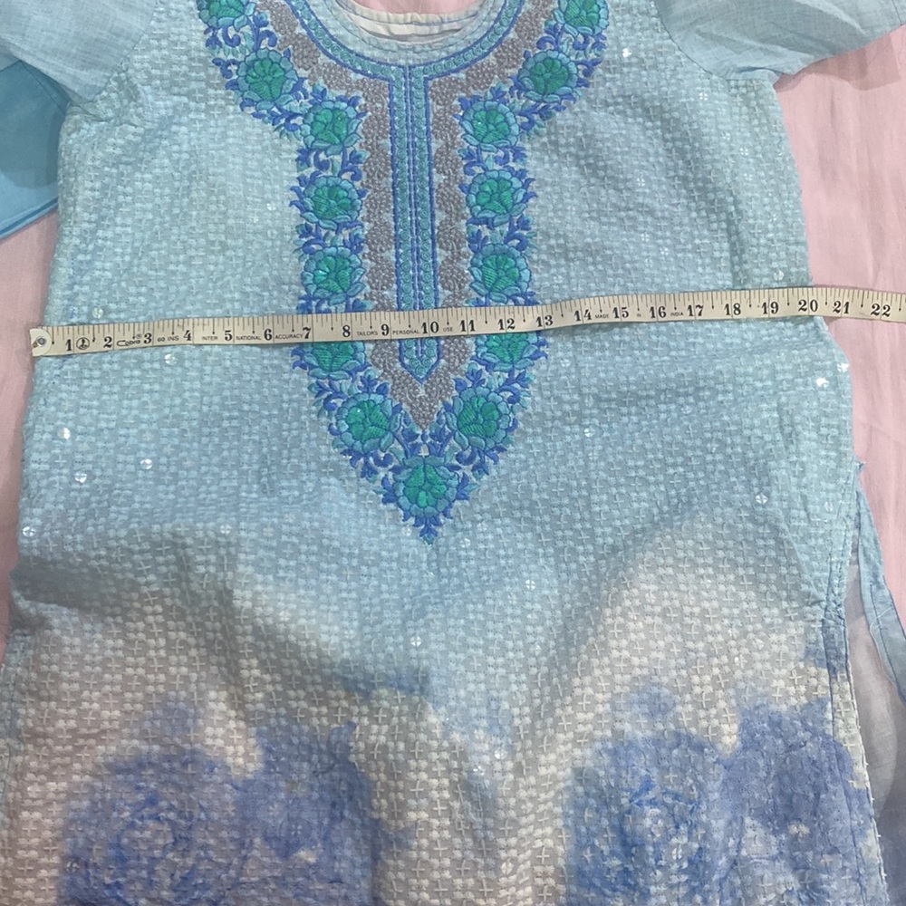 Fully sequins embroidered 3 piece stitched salwar kurta dupatta set - Picture 12 of 13
